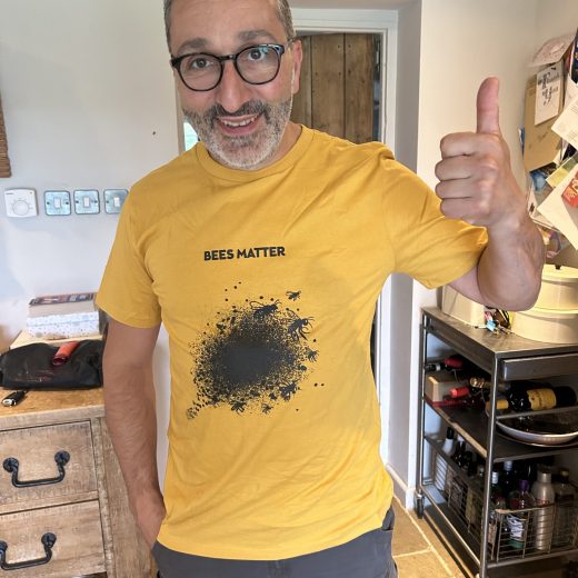 Neo founder Nick Christoforou wearing his passion for bees